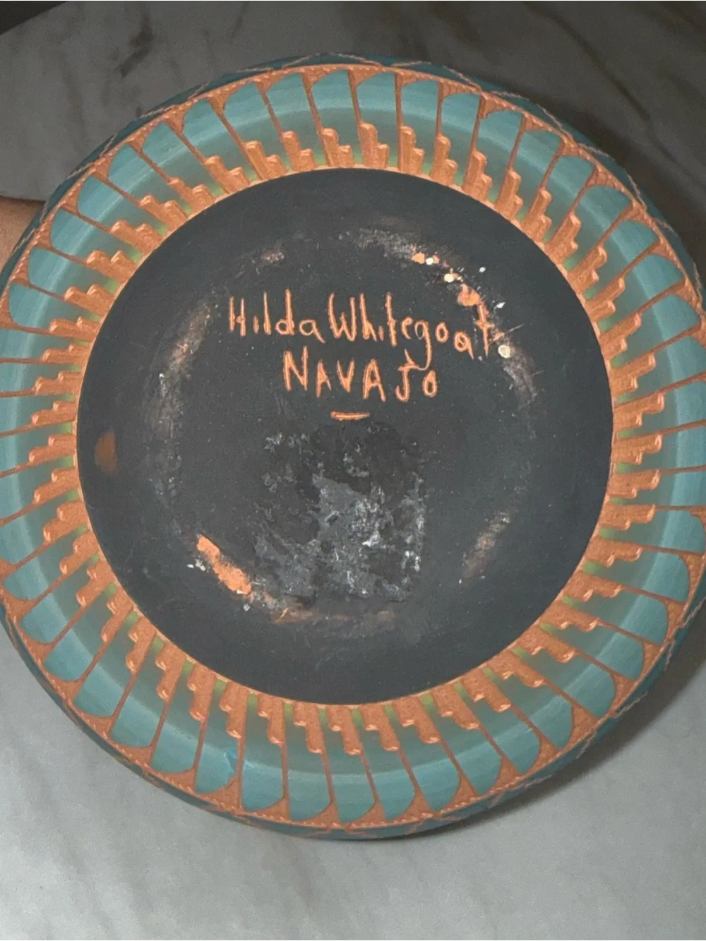 Hilda whitegoat Navajo etched hand crafted authentic southwestern art